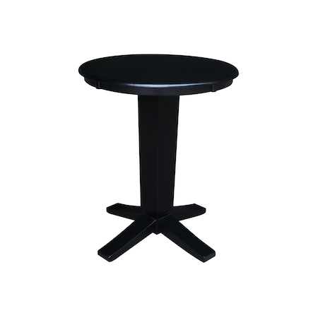 International Concepts 30 in. Solid Wood Round Top Pedestal Dining Table - 35.9 in. High, Black K46-30RT-23B-36
